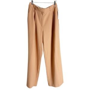 Nordstrom Wide Leg Pleated High Rise Dark Tan Trouser Dress Pants Size 12